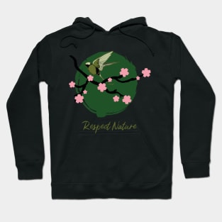 Respect Nature Bird on a Branch Hoodie